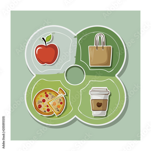 Flat Design Food and Shopping Icons Set