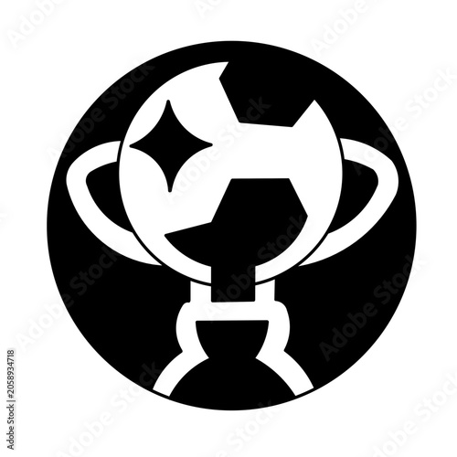 trophy cup icon on black background