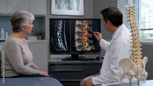 Lumbar spine spinal stenosis procedure concept with multilevel narrowing for medical education and patient consultation