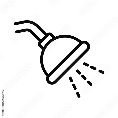 Easy to edit line icon displaying shower facility for gym hygiene needs.