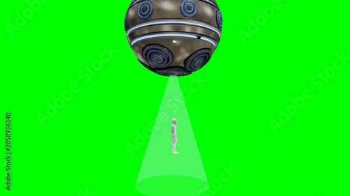 UFO spacecraft using tractor beam for alien abduction. 4K Video
