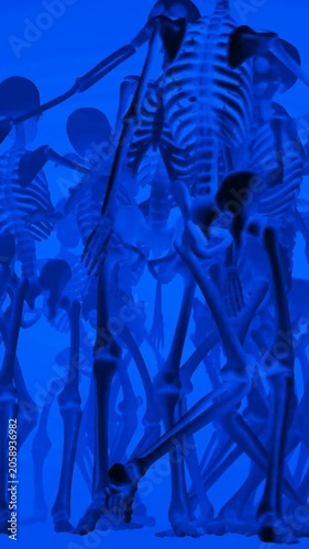 seamless vertical video of skeletons with a sensual dance. Funny halloween background.