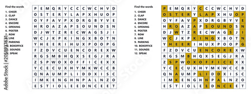 Εκτύπωση καμβά Concert Music Word Search educational concert music vocabulary puzzle