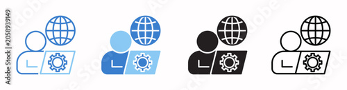 Fotografie Remote Work Vector Illustration In Multistyle