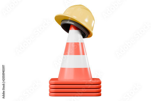 Quadro su tela 3d traffic cone hard hat icon