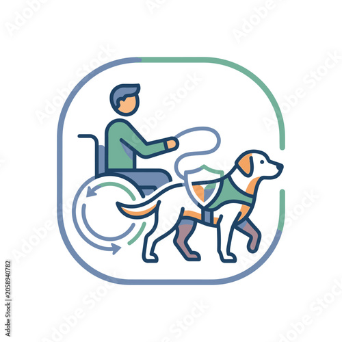 Wheelchair user with service dog accessibility illustration
