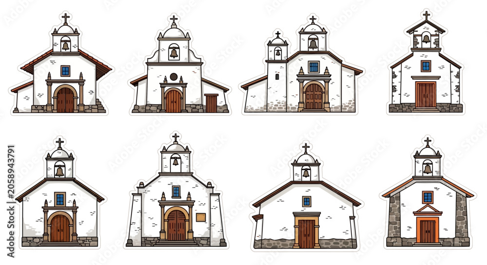Fototapeta premium Equestrian estates and stables are depicted in a scenic landscape with various buildings and structures shown from different angles and perspectives outdoors