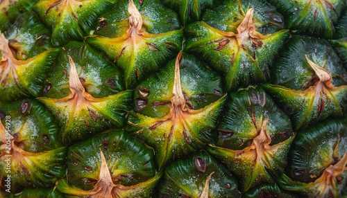 Close-up of rough pineapple skin