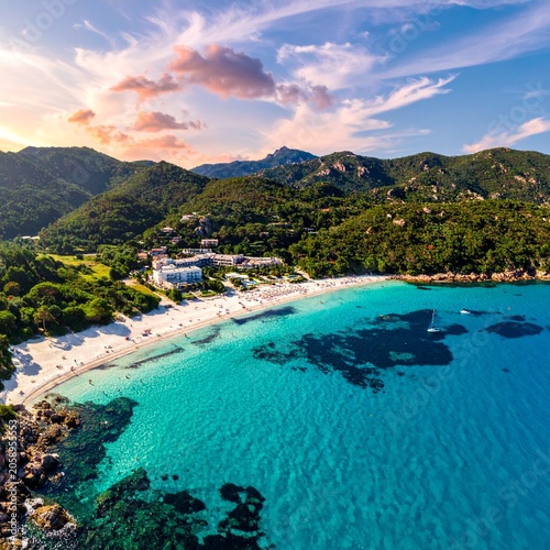 Coastal resort with azure waters