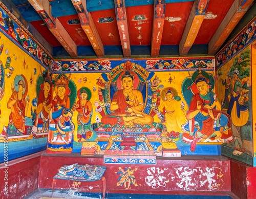 Colorful Tibetan shrine interior