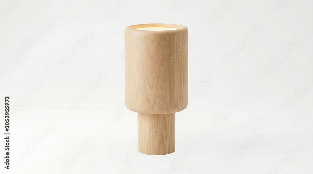 Obraz premium Minimalist wooden table lamp on white background