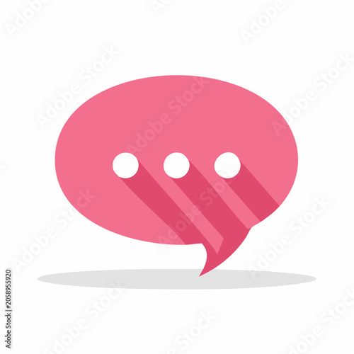 Pink Speech Bubble with Ellipsis and Shadow