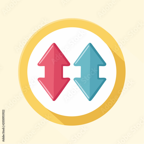 Red and blue arrows indicating up and down movement