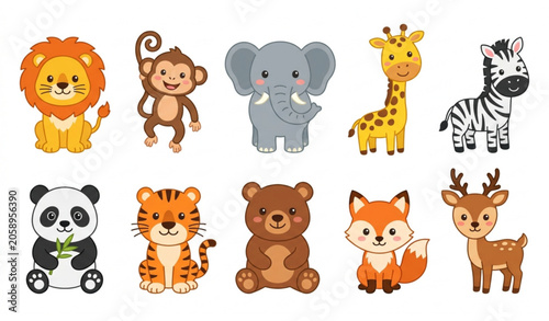 Photography Wild Animals Vector Collection Featuring Lion Elephant Giraffe Zebra and Forest