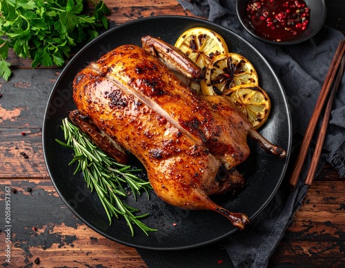 Crispy Roasted Duck with Garnish