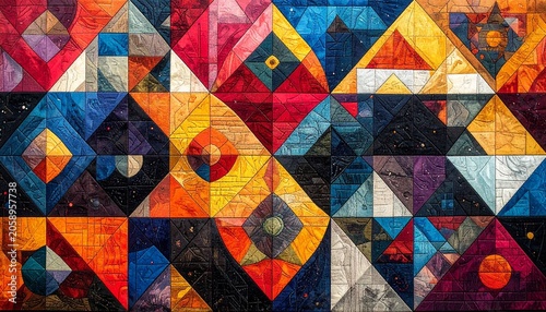 Colorful geometric mosaic patterns