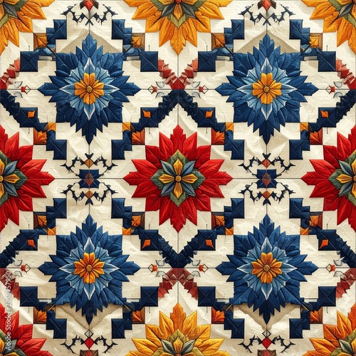 Colorful geometric textile pattern