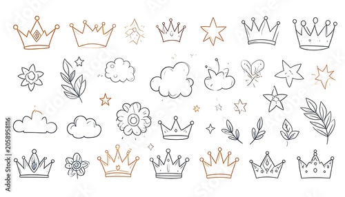 Doodle elements crown star