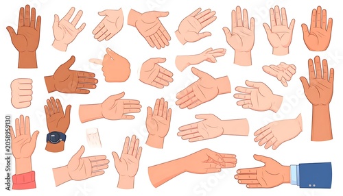 Numerous palm and hand poses