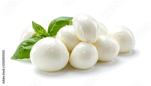 Fresh cheese balls with basil