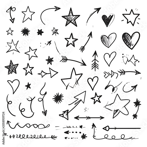Hand drawn shapes and arrows