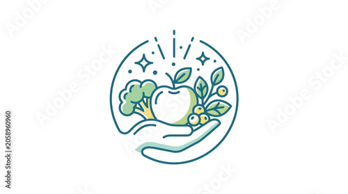 Billede på lærred Healthy Food Nutrition Hand Illustration.