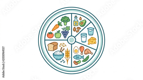 Canvastavla Healthy Food Plate Diagram Illustrating Balanced Nutrition.