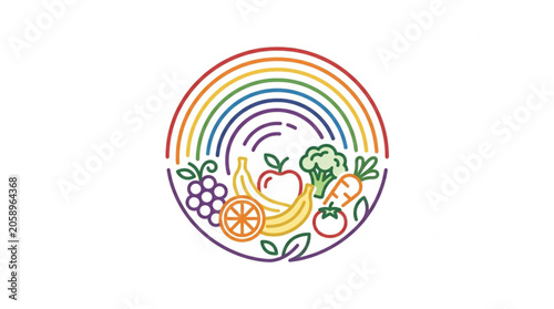 Billede på lærred Healthy Food Rainbow Circle Illustration.