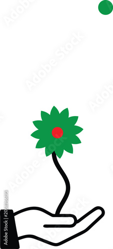 hand with flower vector