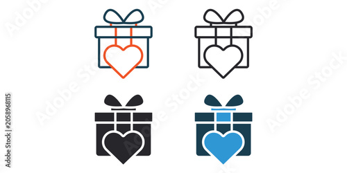 Fotografie grateness icons outline and Flat Style,transparent background