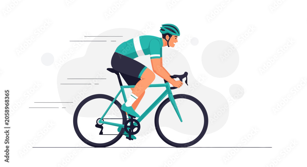 Fototapeta premium Dynamic Vector Illustration of a Cyclist in Motion, Representing Speed and Athleticism