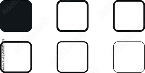 Canvastavla Set of rounded square icons with varying border thickness and fill, simple geome