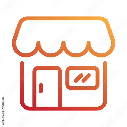 Traditional marketplace store building outline gradient icon for business shop.