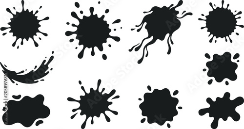 Canvastavla Black ink splatters on white background