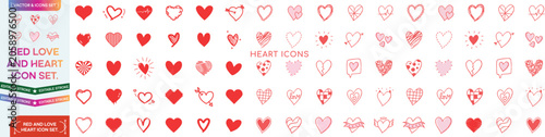 Foto Collection of Red Heart Icons: A set of ten distinct red heart graphic illustrations