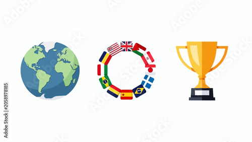 Global competition and achievement symbol.
