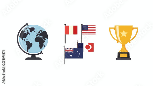Global business and travel icons.