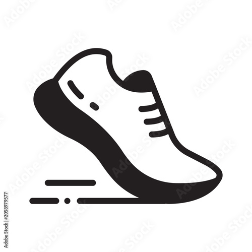 Trendy glyph icon featuring running shoes for cardio fitness and sports.