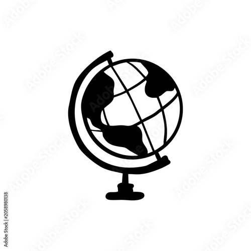 Handdrawn Globe of the Earth isolated on a white background