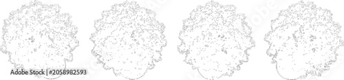 Schilderij op canvas Hand Drawn Tree Top View Collection Outline Vector Illustration for Landscape Ar