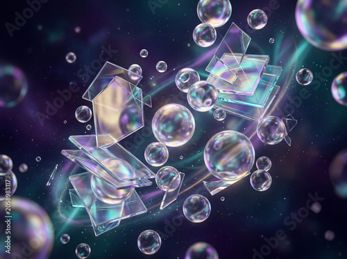 Iridescent 3D Glass Morphism Abstract Background — Digital Holographic