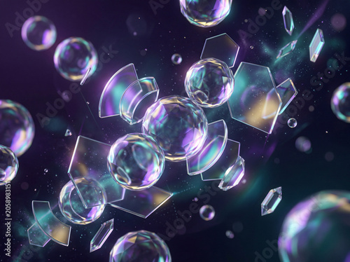 Iridescent 3D Glass Morphism Abstract Background — Digital Holographic