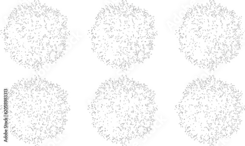 Schilderij op canvas Hand Drawn Tree Top View Set Outline Vector Collection for Landscape Architectur