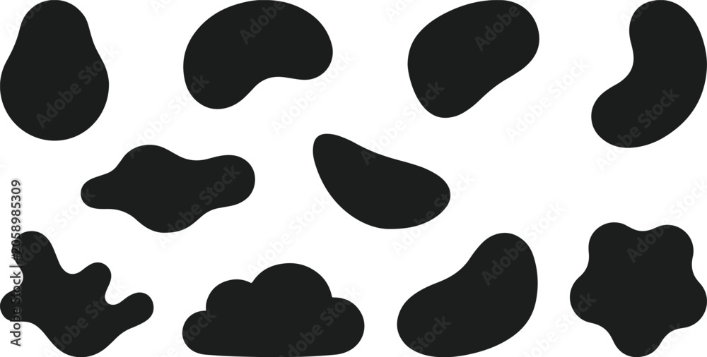 Fototapeta premium Black abstract shapes on white background