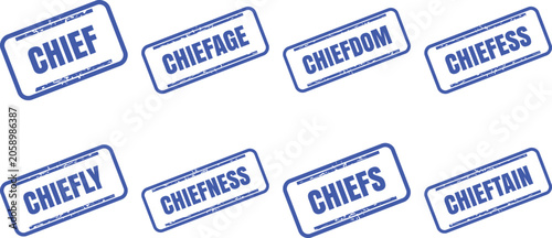 Photos Set of rubber stamps with various words derived from the word chief stamp vector