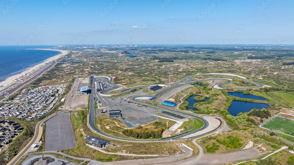 Naklejka premium Racing circuit near the coast and dunes in Europe