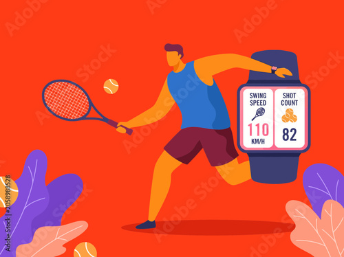 Smartphone Fitness Tracker Displaying Tennis Stats During Active Game