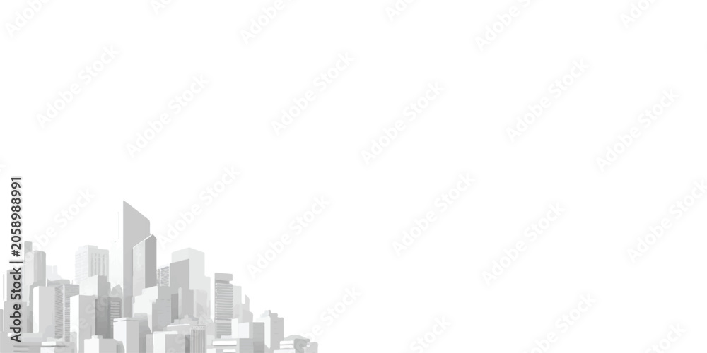 Fototapeta premium Abstract City Skyline Vector Background with Urban Buildings and Skyscrapers Illustration