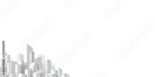 Fotografija Abstract City Skyline Vector Background with Urban Buildings and Skyscrapers Ill