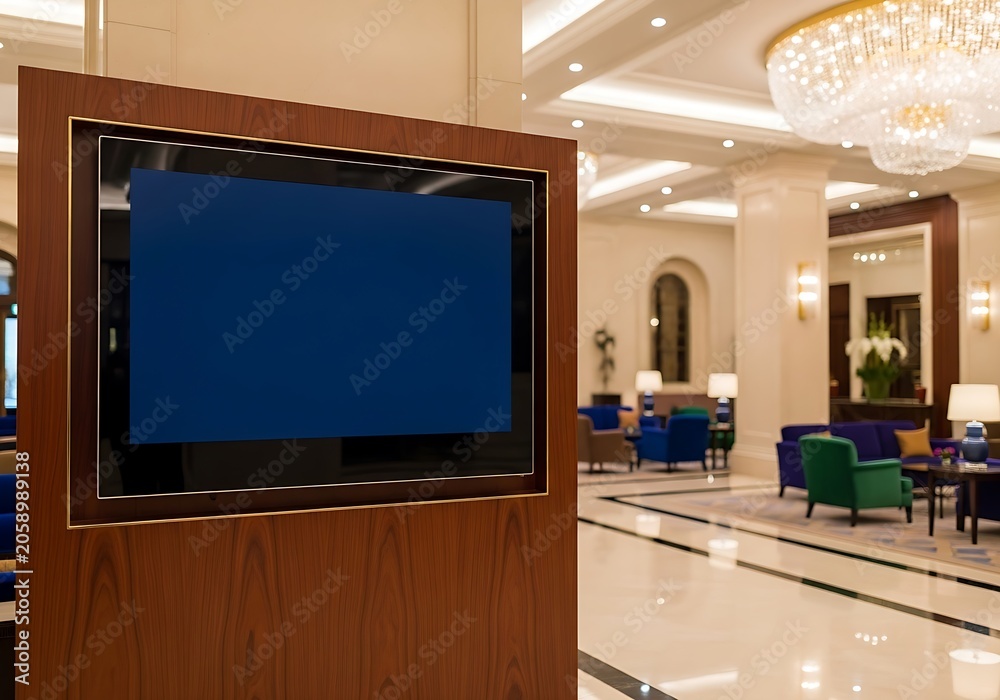Fototapeta premium LuxuryLobbyWithFlatScreenAndSeatingArea.